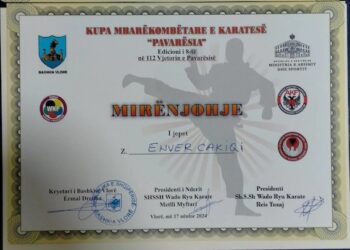 Enver Cakiqi Karateisti i Mirënjohur i Shumë Medaljeve edhe me një Mirënjohje