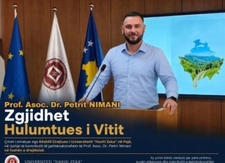 PROF. ASOC. DR. PETRIT NIMANI SHPALLET “HULUMTUESI I VITIT” DHE VLERËSOHET ME ÇMIMIN “PUNIMI MË I MIRË I VITIT”