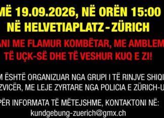“JO NË EMRIN TIM!” – Zürichu bëhet pikëtakim i shqiptarëve më 19 shtator